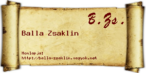 Balla Zsaklin névjegykártya